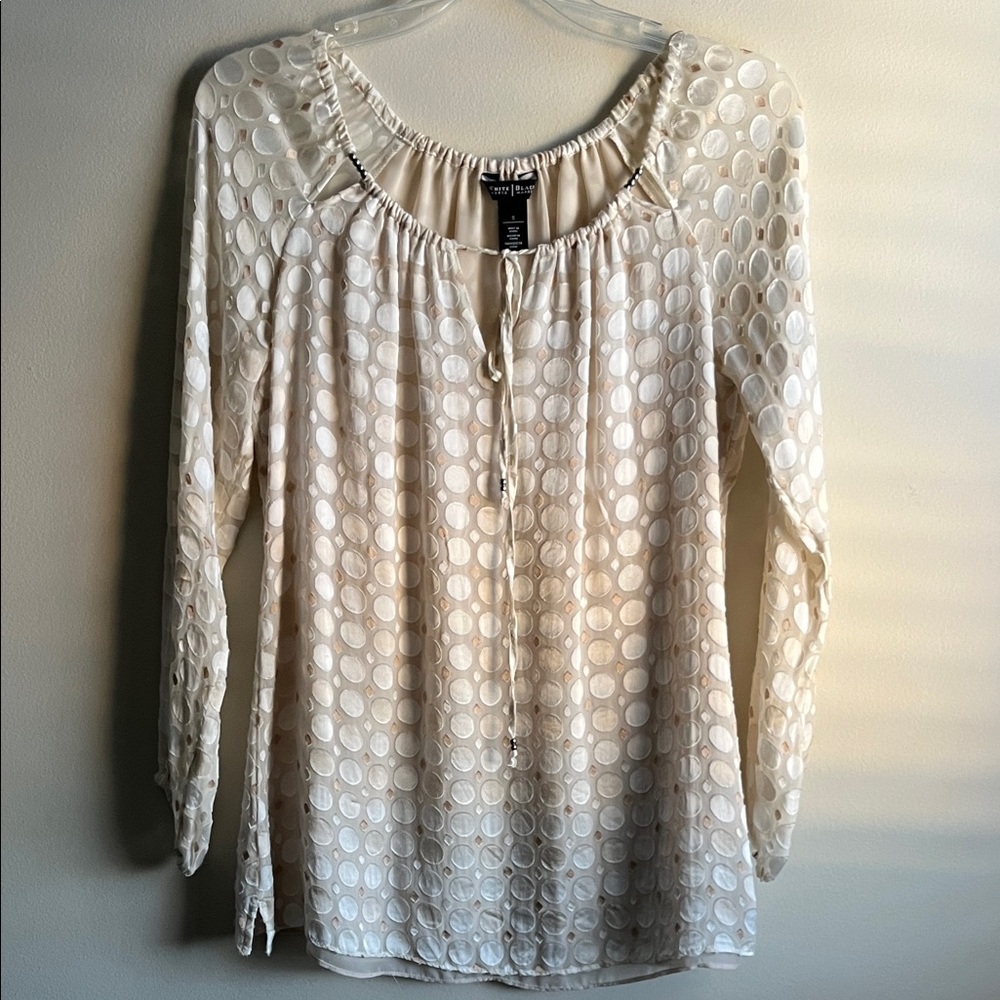 Velvet burnout, blouse Cream Textured Blouse